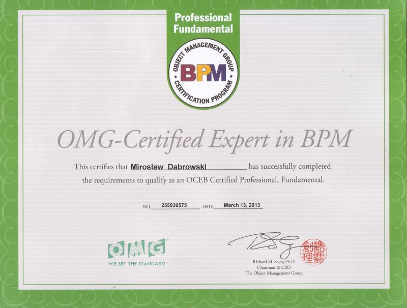 OCEBF - OMG Certified Expert in BPM - Fundamental