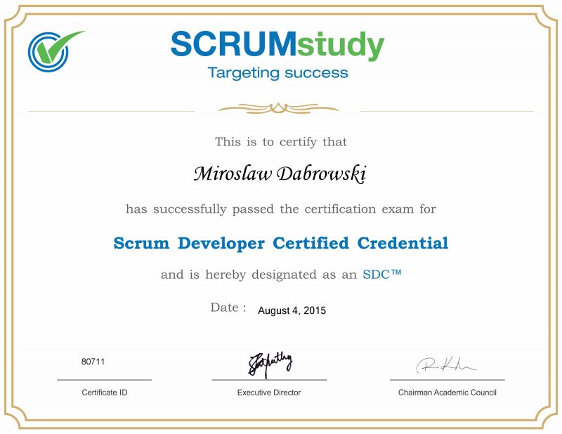 SDC - Scrum Developer Certified