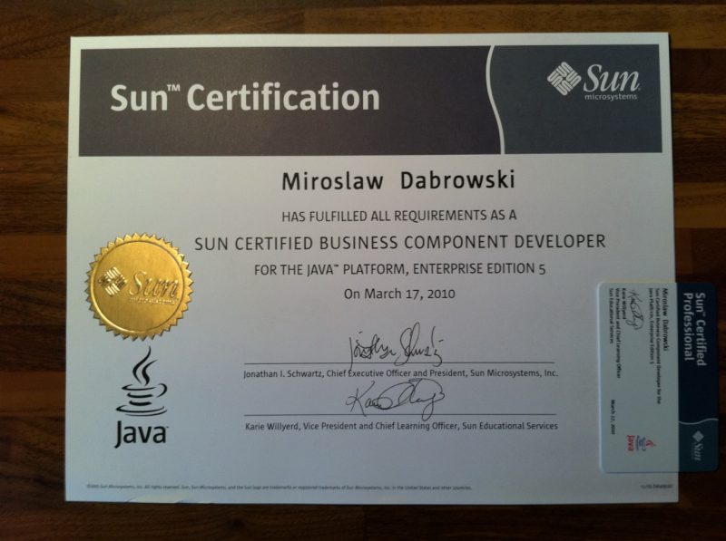Sun Certified Business Component Developer (SCBCD)