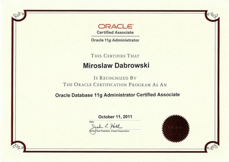 Oracle Certified Associate, Oracle Database 11g Administrator
