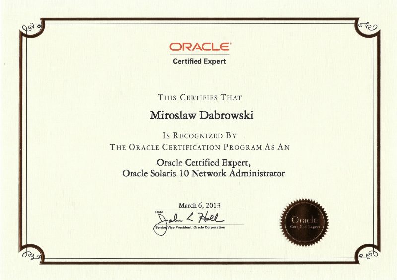 Oracle Certified Expert, Oracle Solaris 10 Network Administrator