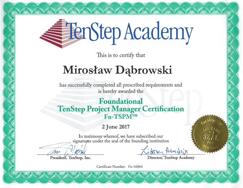 Foundational TenStep Project Manager Certification (Fn-TSPM)