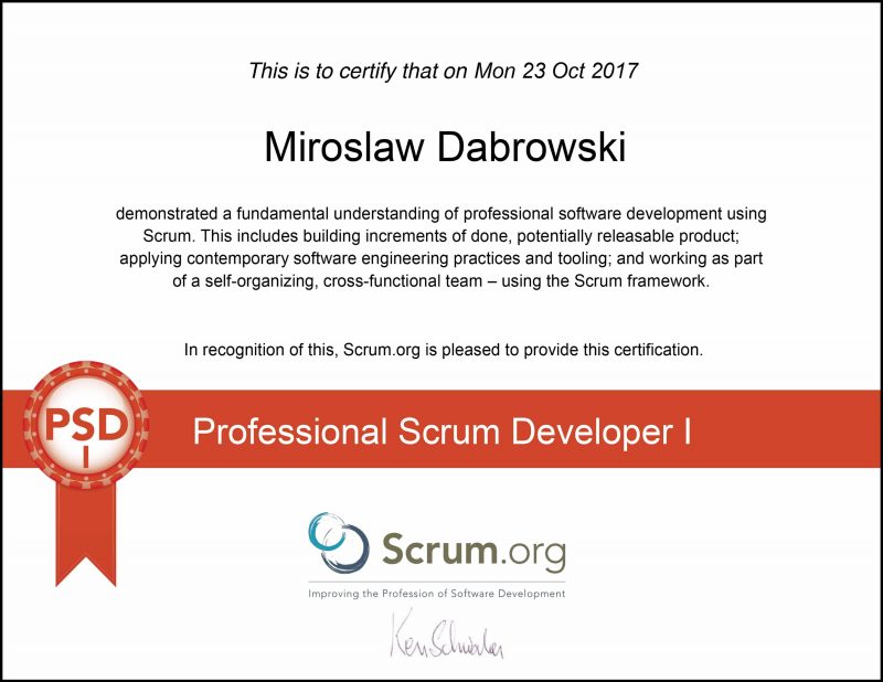 PSD I - Professional Scrum Developer I