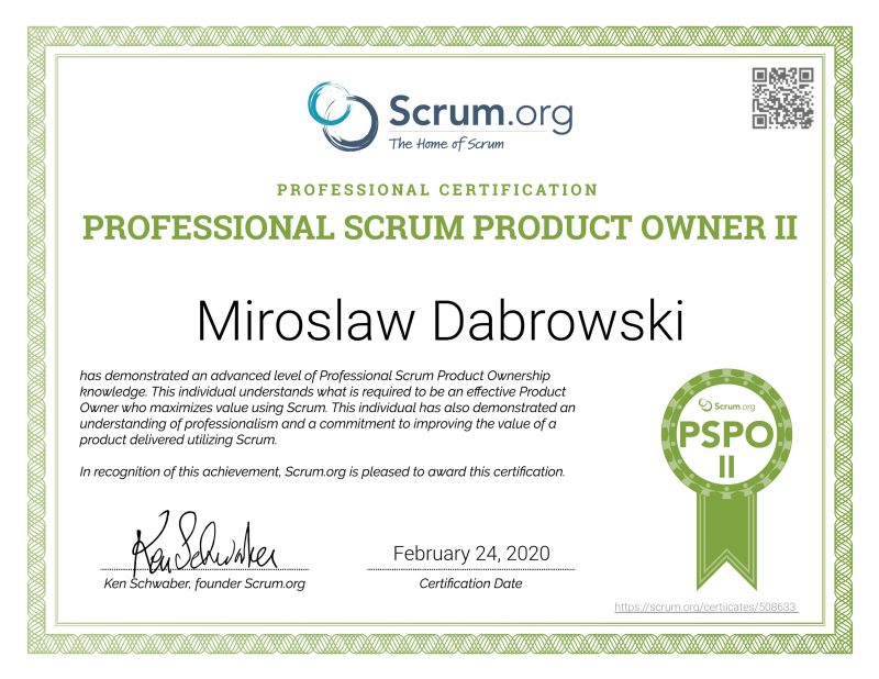 PSPO II - Professional Scrum Product Owner II