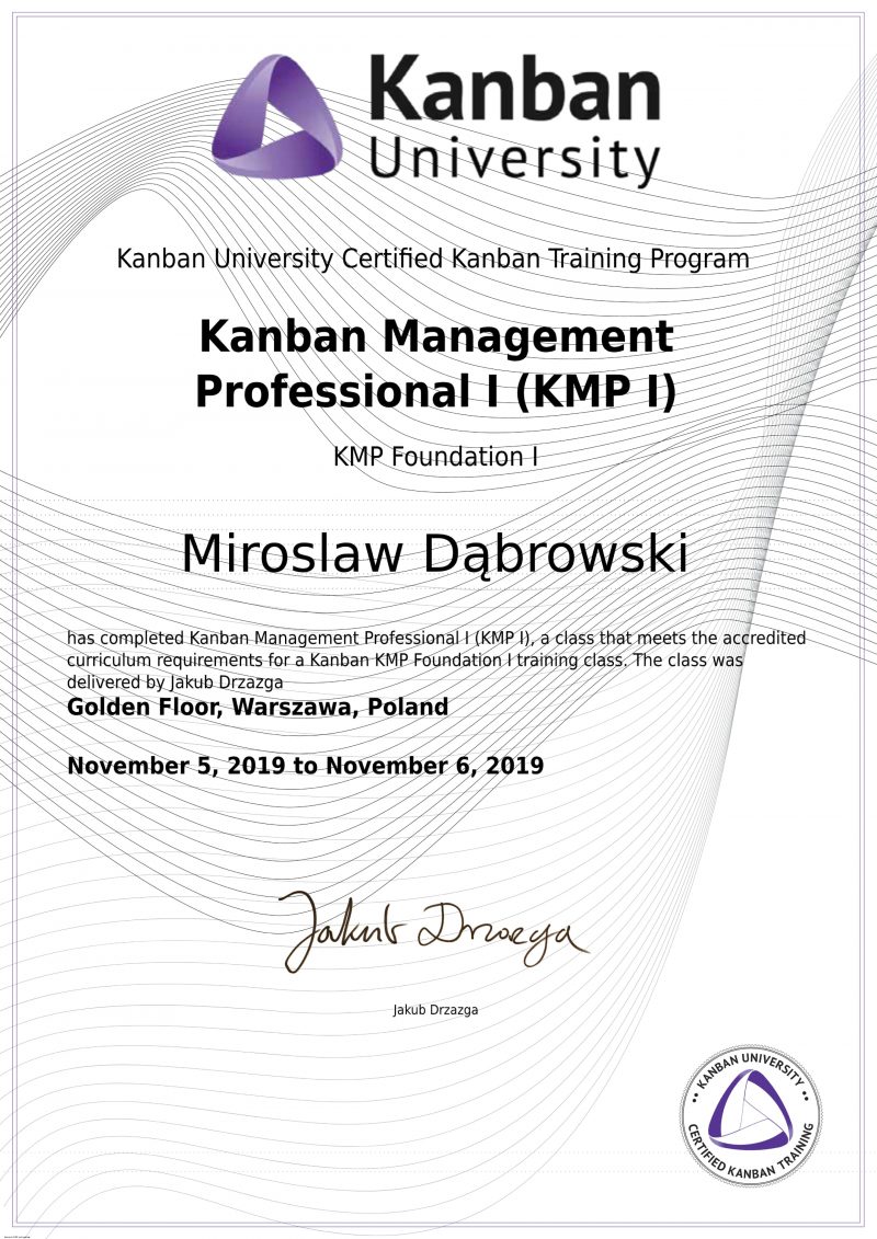 Kanban Management Professional I - Miroslaw Dabrowski